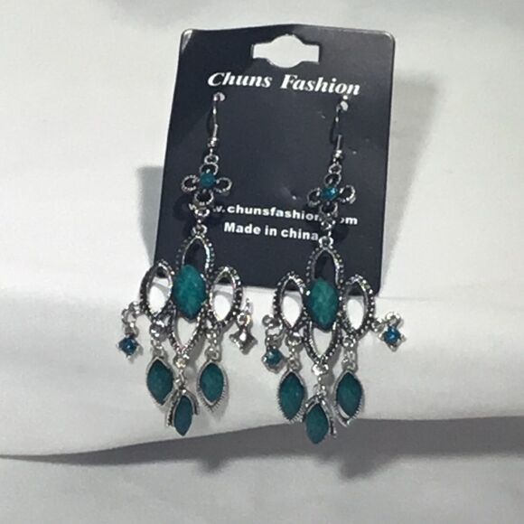 Turquoise & Blue Chandelier Earrings (UC3) - Picture 1 of 8